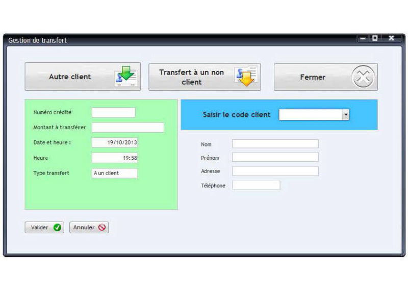 Fênetre de procédure de transfert